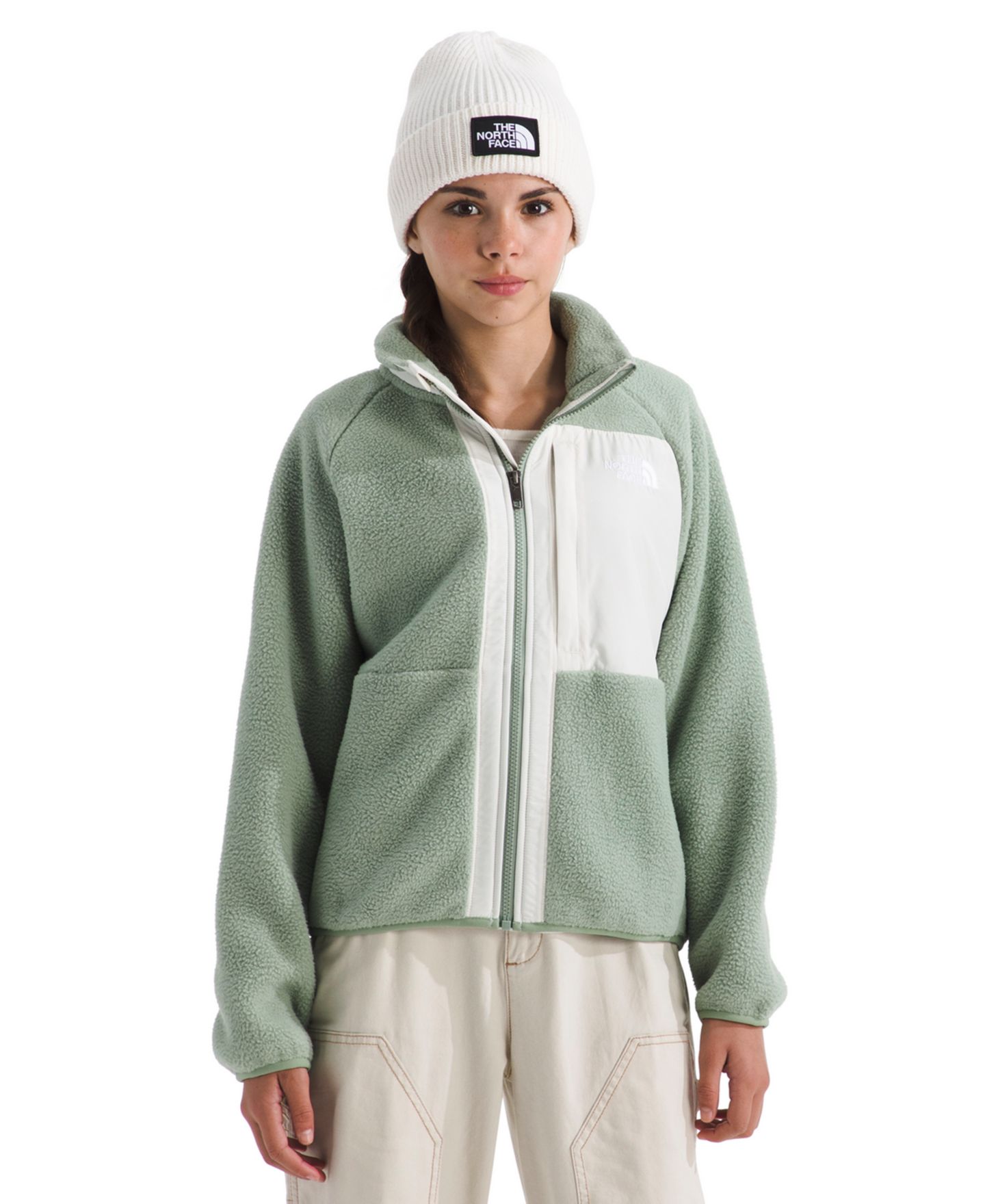 Куртка The North Face Yumiori Full Zipper Jacket для девочек, цвет: Сланцевый мох / Белый дюнный — фото 1
