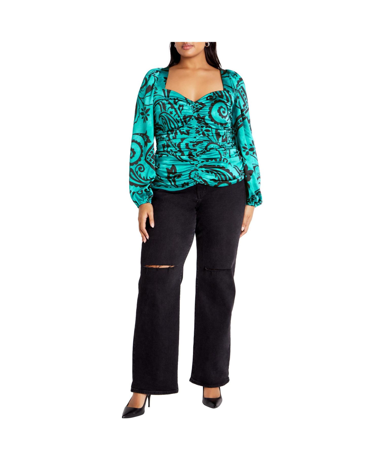 Plus Size Fleur 2 Piece Decorative Flower Neck Tie Top