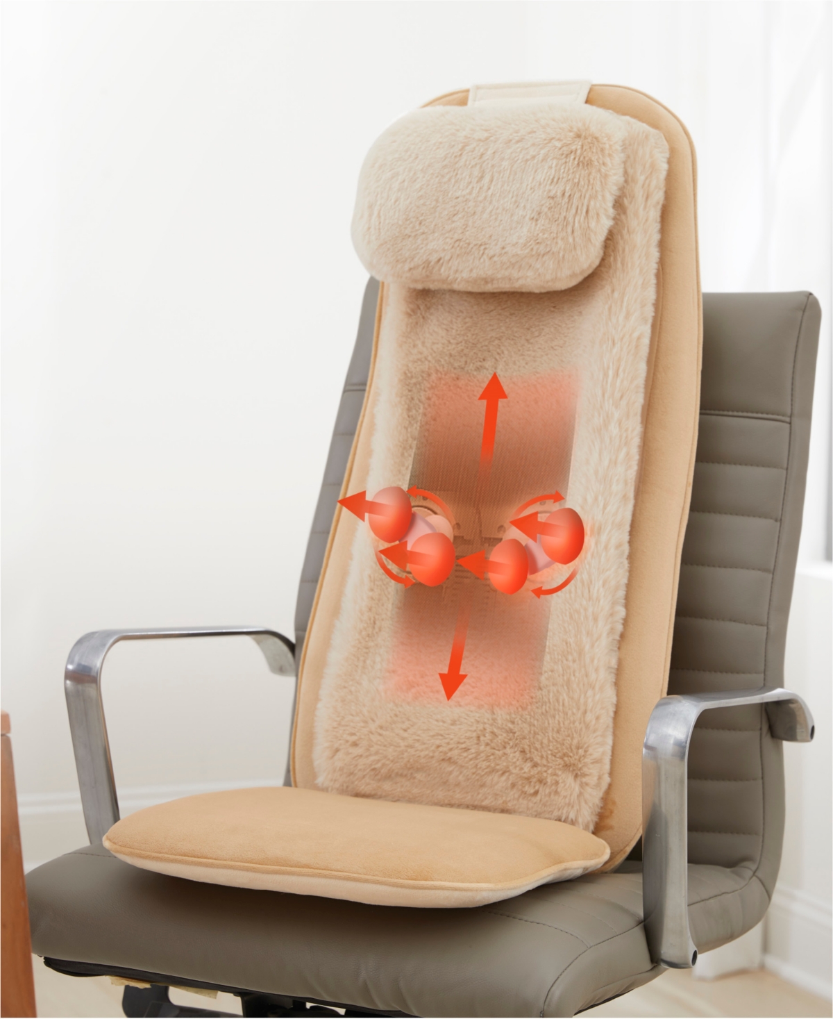 Sharper Image Realtouch Cushion Luxe Cordless Shiatsu Massager In Sand