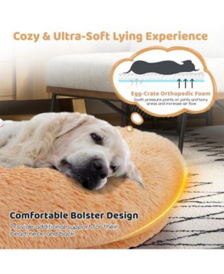 Washable Fluffy Human Dog Bed with Soft Blanket and Plump Pillow-Brown