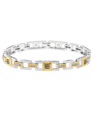 Men's White Diamond (1/3 ct. t.w.) and Brown Diamond (1/4 ct.t.w.) Bracelet in Sterling Silver