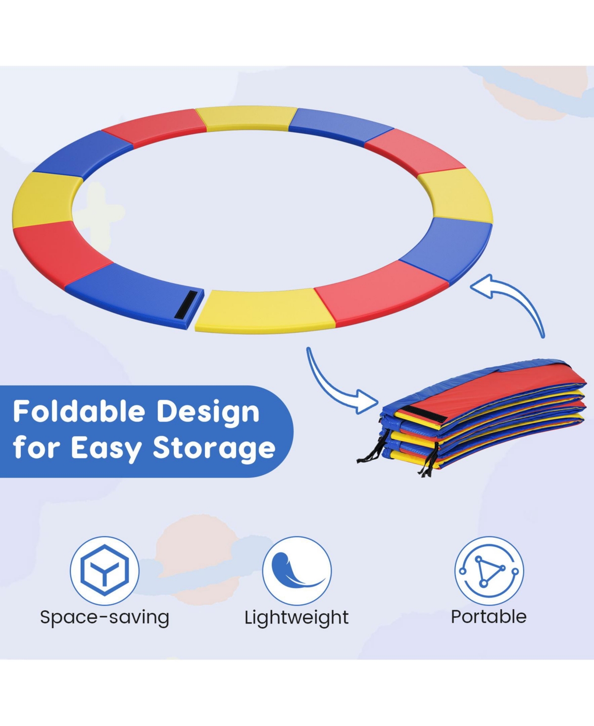 Sugift 8-16 Ft Trampoline Pad Replacement Safety Pad with Fixing Straps