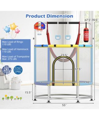55" Kids Trampoline Gift for for 3-6 Years Old Boys and Girls