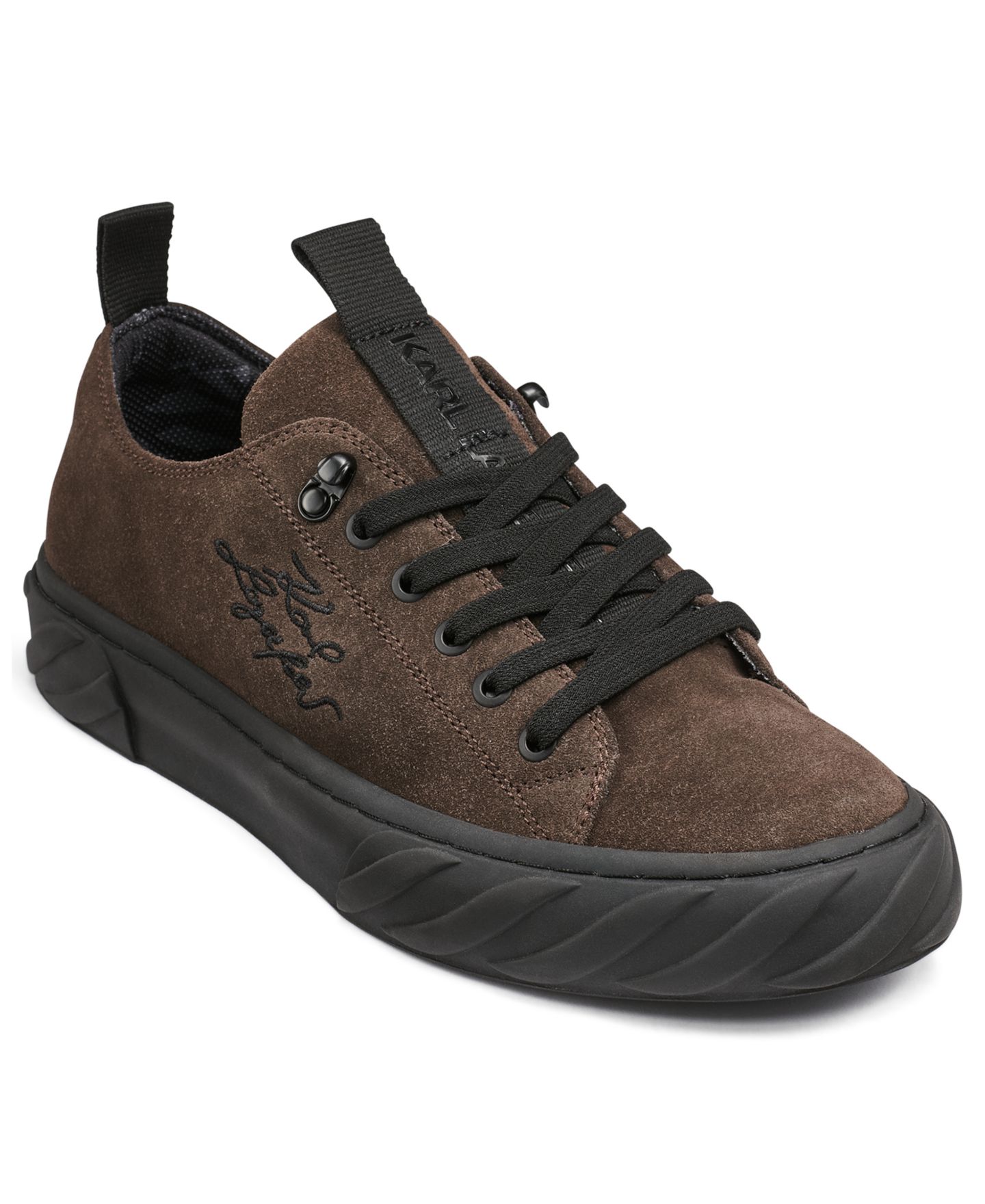 Мужские кроссовки KARL LAGERFELD PARIS Round Toe Low-Profile, цвет: Коричневый — фото 1