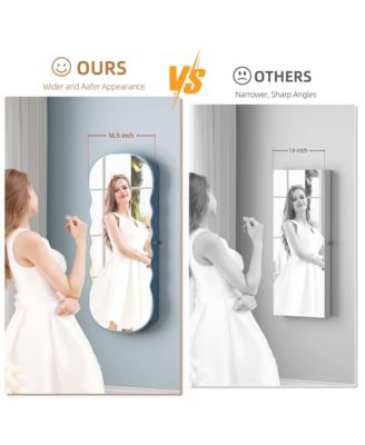 LED Mirror Jewelry Cabinet with Lockable Storage Organizer