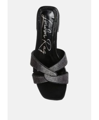 Womens Rum Cake Cross Strap Rhinestone Sandals