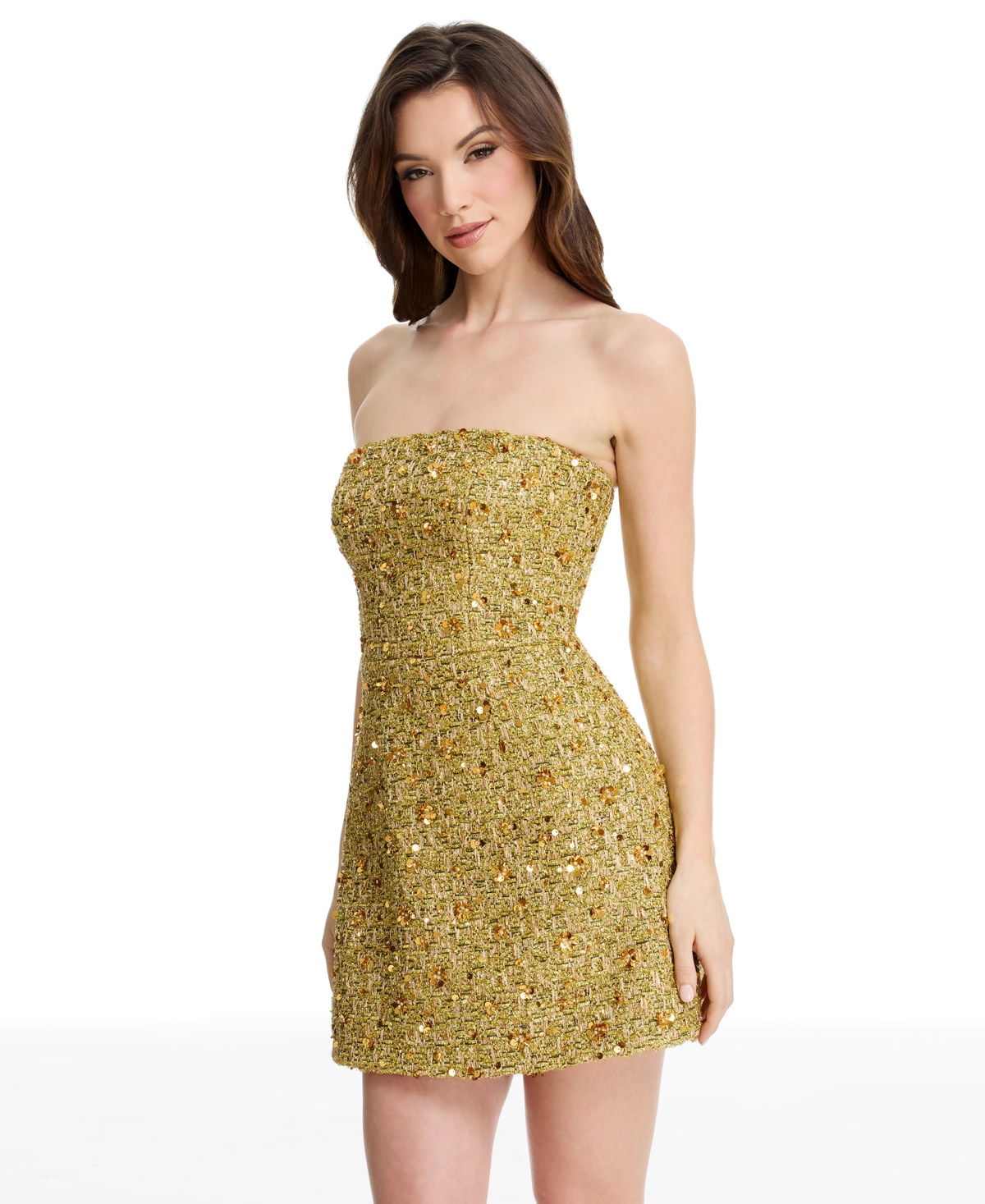 Dress The Population Scottie Sequin Strapless Minidress In Green