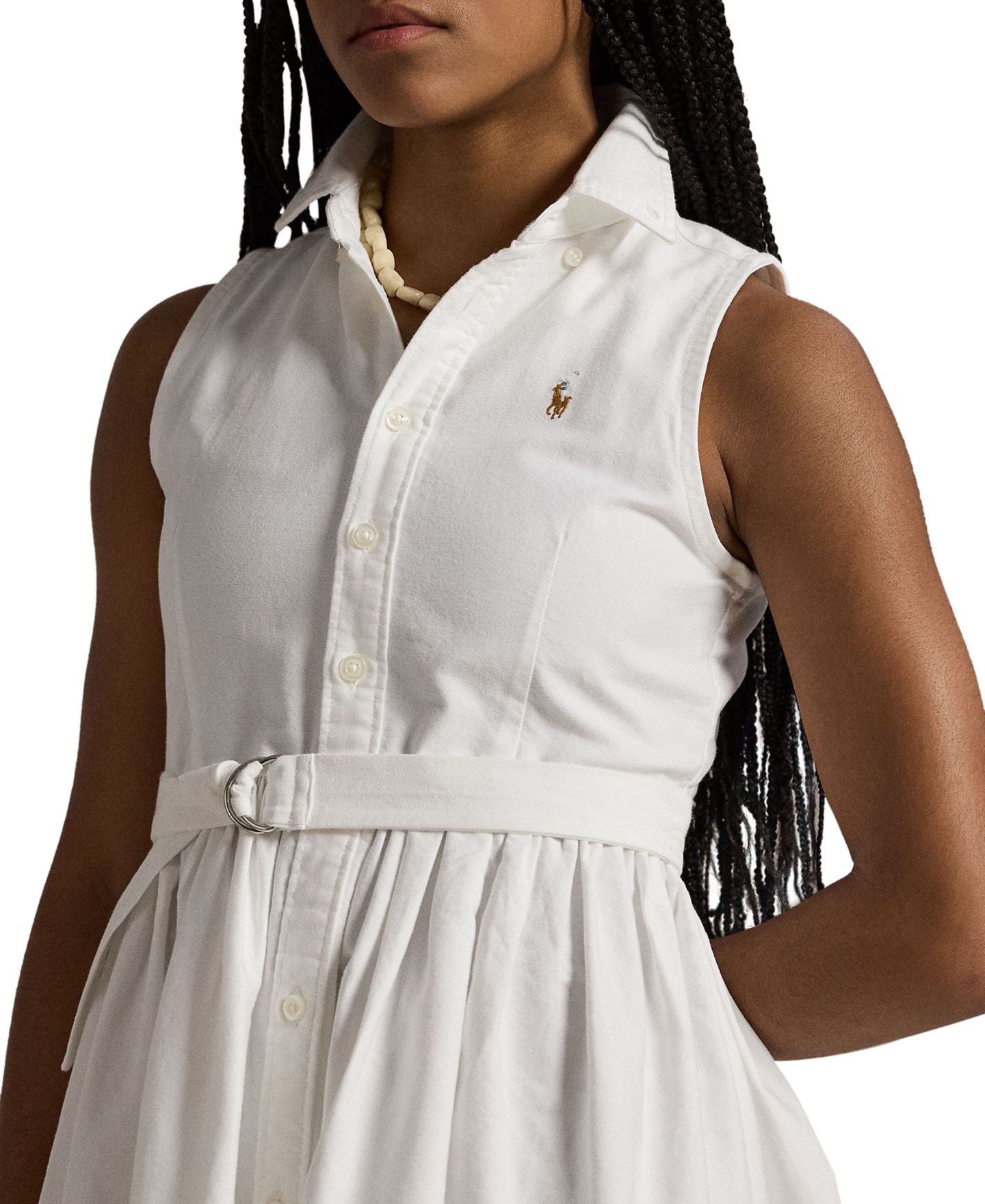 Платье Polo Ralph Lauren Belted Cotton Oxford Shirtdress для девочек, цвет: Белый — фото 3