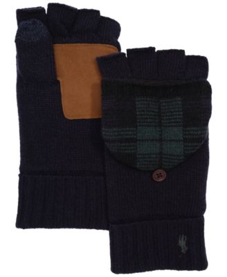 Men's Tartan Mitt Wool Blend Convertible Gloves