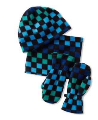 Lands End Kids Cozy Fleece Hat-Scarf-Gloves Set - Gradient checkmidnight blue 50$