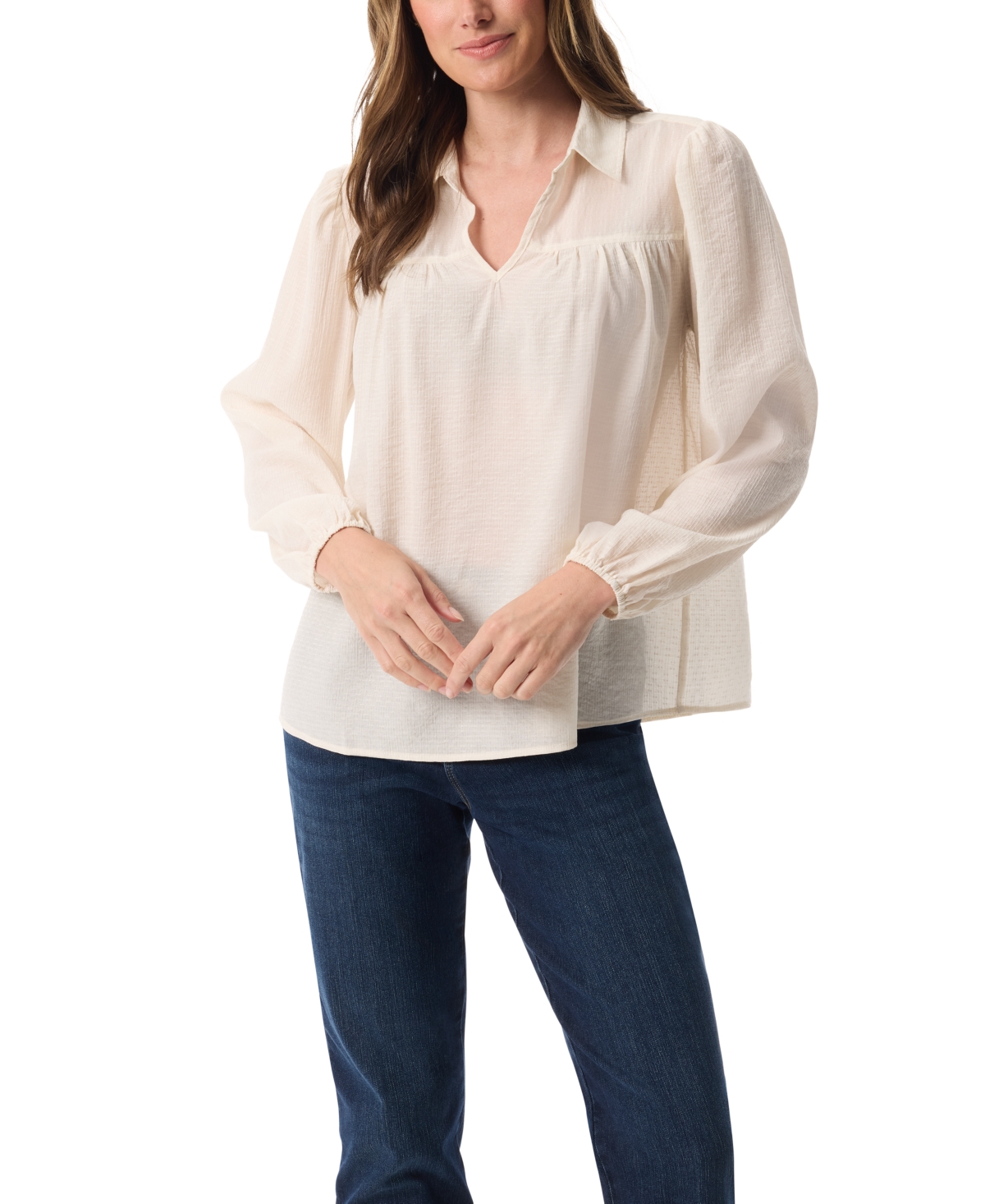 Gloria Vanderbilt Women's Carmen Long-sleeve Woven Top In White