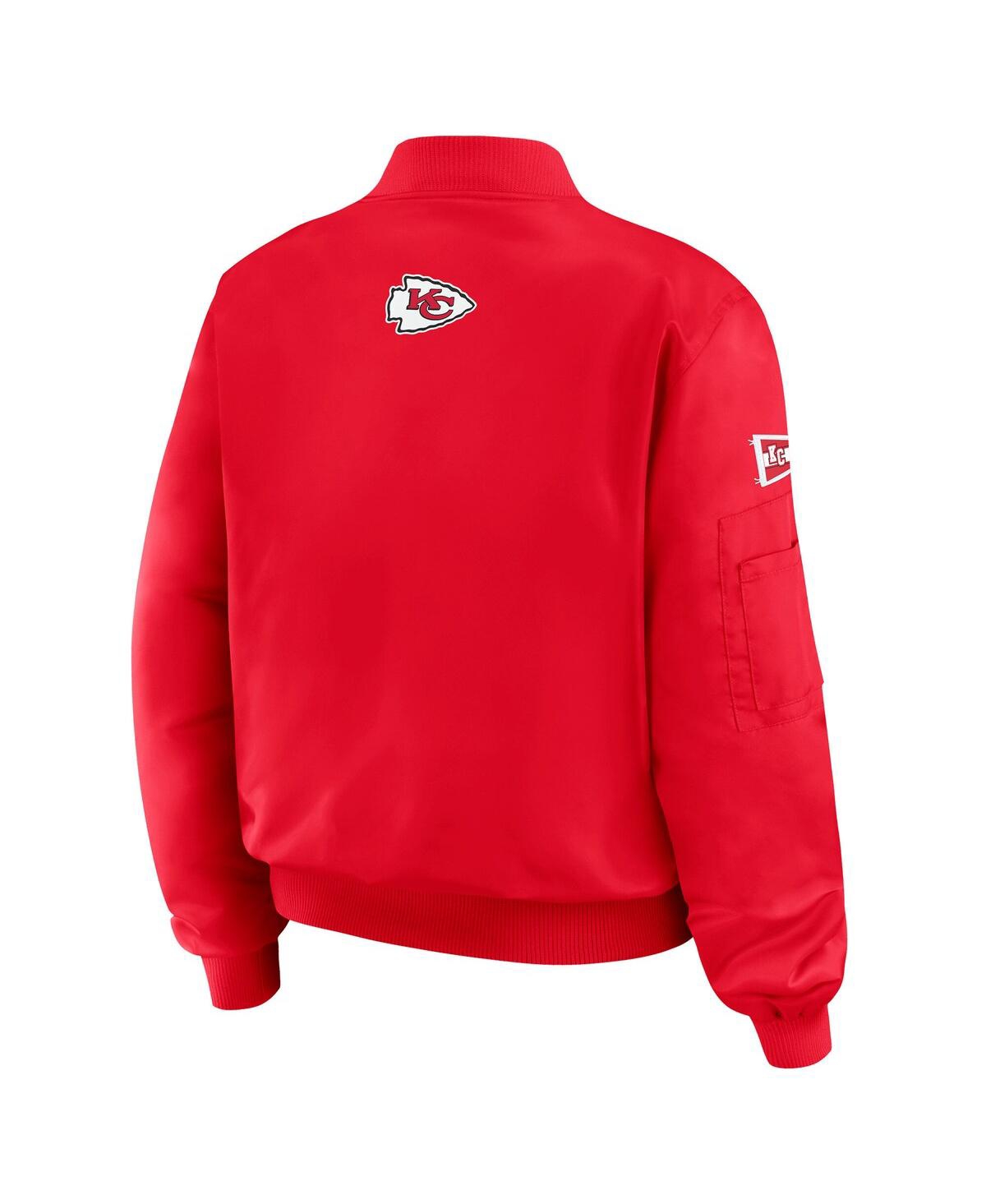 Wear By Erin Andrews Women's Red Kansas City Chiefs Patch Full-zip Bomber Jacket In Red