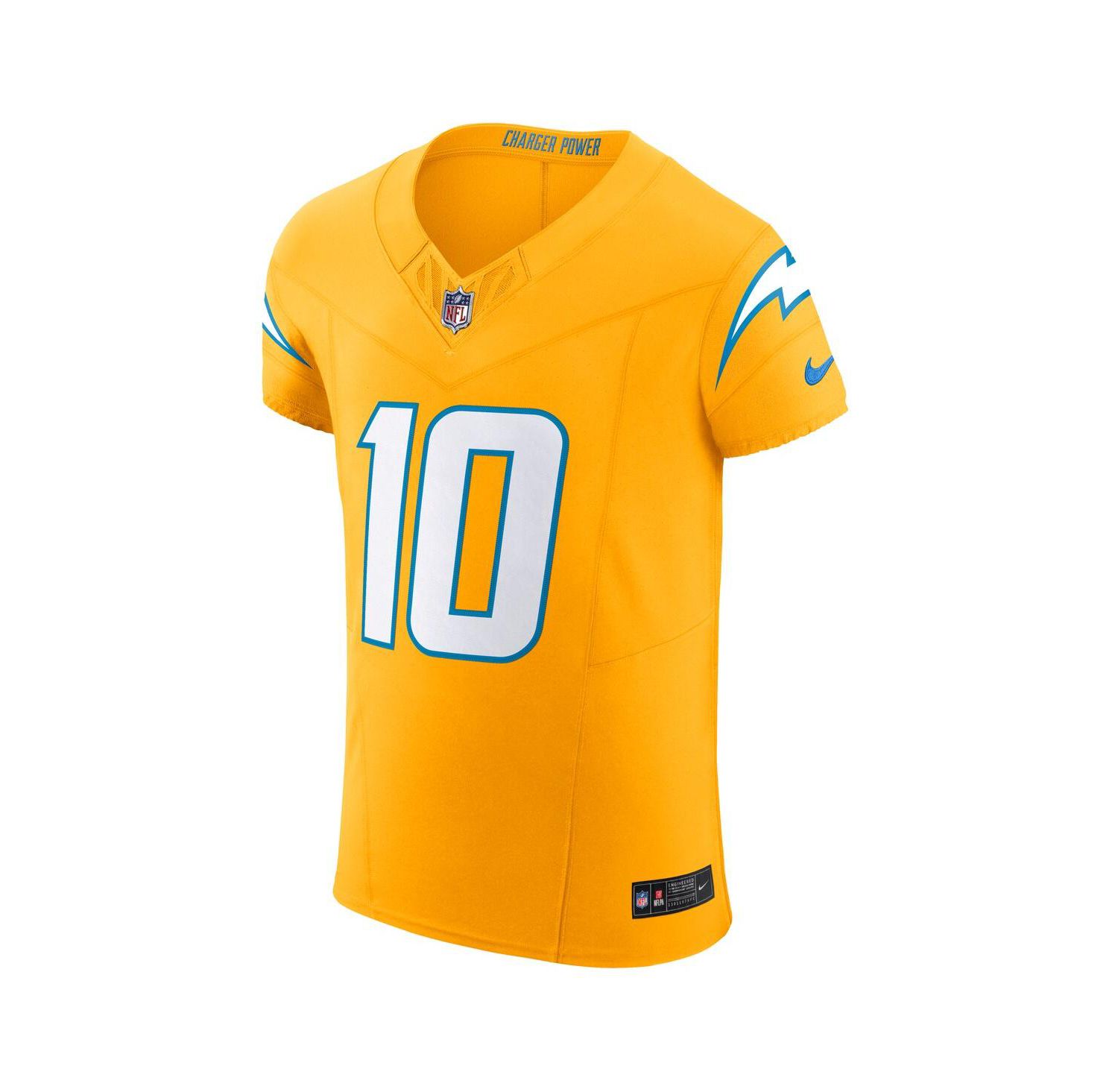Men's Justin Herbert Gold Los Angeles Chargers Alternate Charger Power Vapor F.U.S.E. Elite Jersey