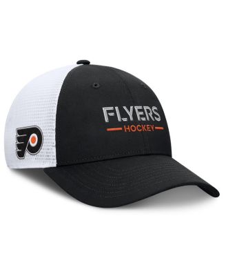 Men's Black/White Philadelphia Flyers Authentic Pro Rink Lockup Adjustable Trucker Hat