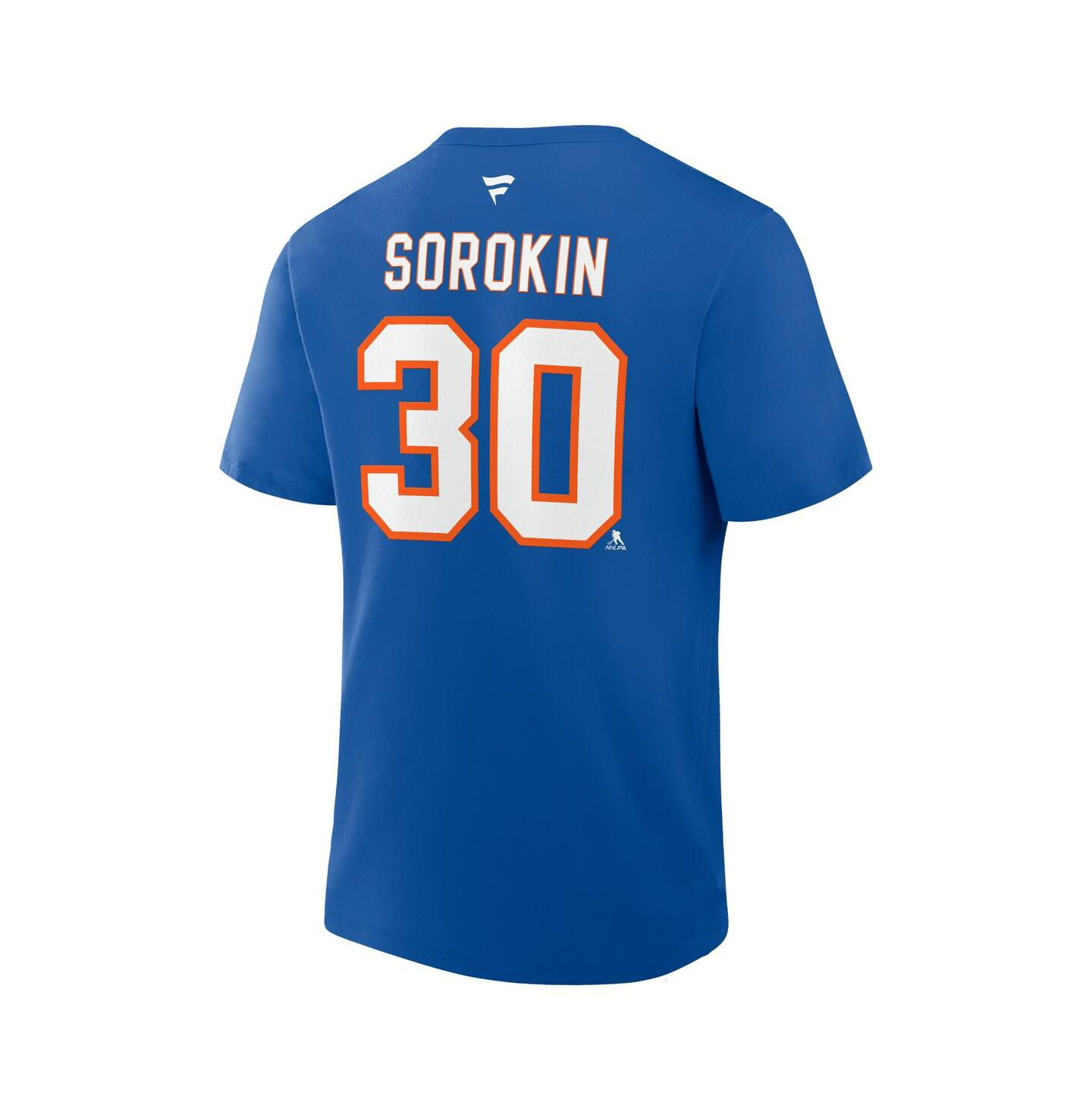Мужская футболка Fanatics Ilya Sorokin Royal New York Islanders Authentic Stack Name & Number — фото 3