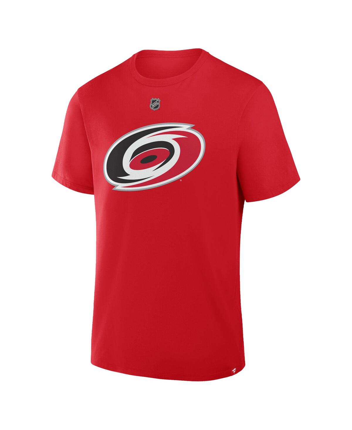 Fanatics Men's Sebastian Aho Red Carolina Hurricanes Authentic Stack Name Number T-shirt In Red