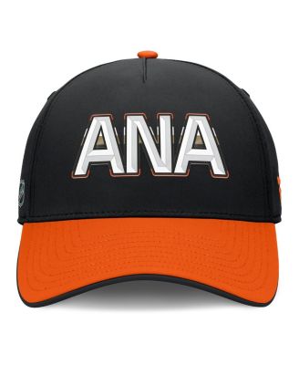 Men's Black/Orange Anaheim Ducks Authentic Pro Rink Team Code Flex Hat