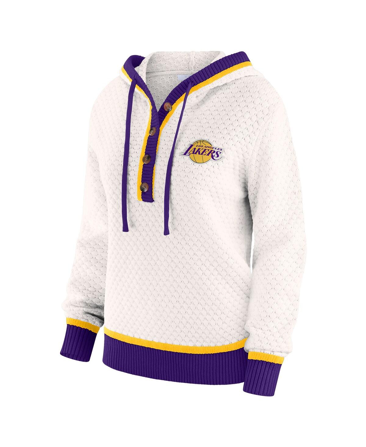 Wear By Erin Andrews Women's Cream Los Angeles Lakers Plus Size Hoodie Sweater In Multi