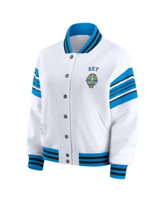Women's White/Sky Blue Chicago Sky Full-Snap Fleece Sweatshirt Jacket