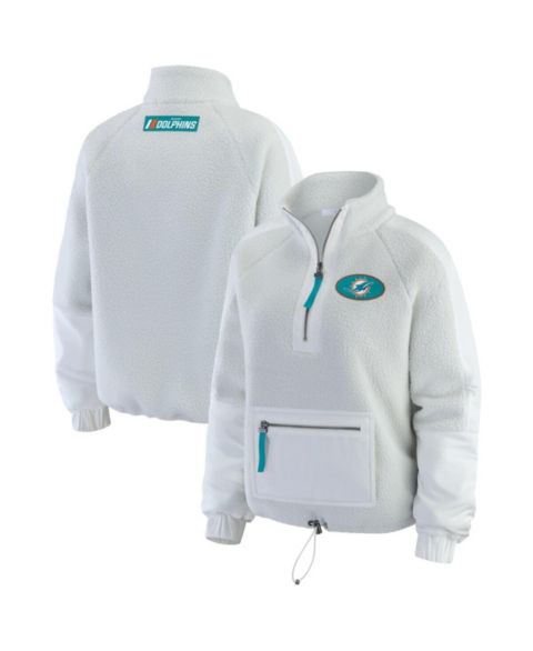 Женские куртки WEAR by Erin Andrews Women's White Miami Dolphins Polar Fleece Half-Zip Jacket