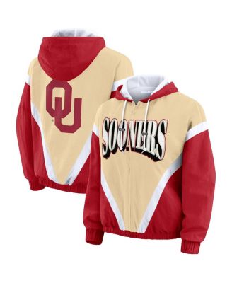 WEAR by Erin Andrews - Women's Gold/Crimson Oklahoma Sooners Color Block Full-Zip Hoodie Windbreaker Jacket