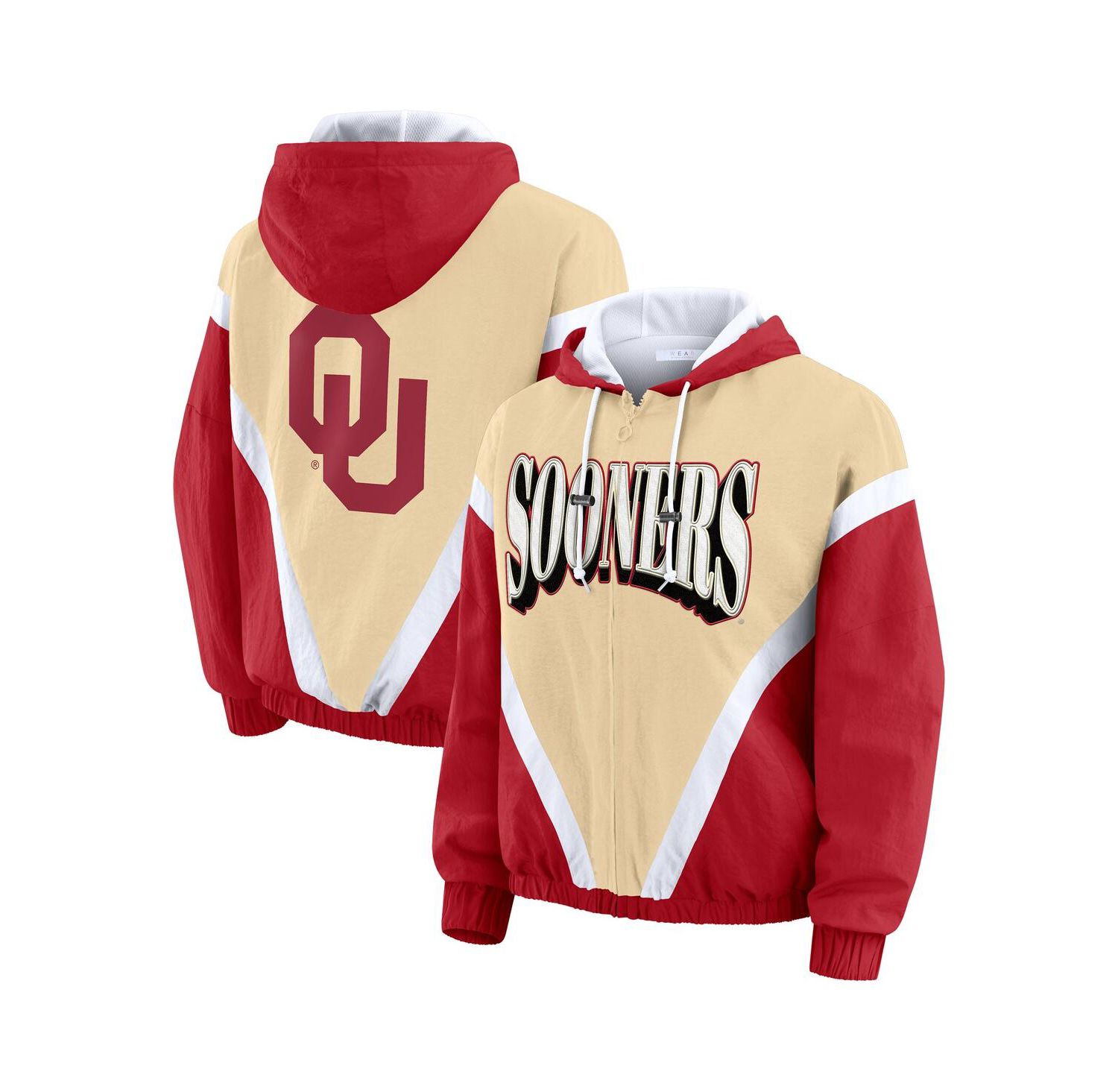 Women's Gold/Crimson Oklahoma Sooners Color Block Full-Zip Hoodie Windbreaker Jacket