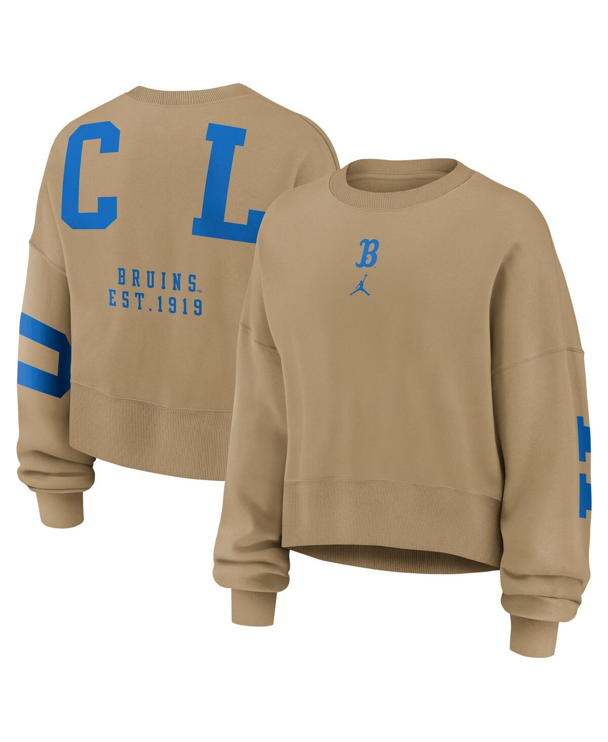 Jordan Women's Tan Ucla Bruins Oversized Phoenix 2-hit Pullover Sweatshirt In Brown