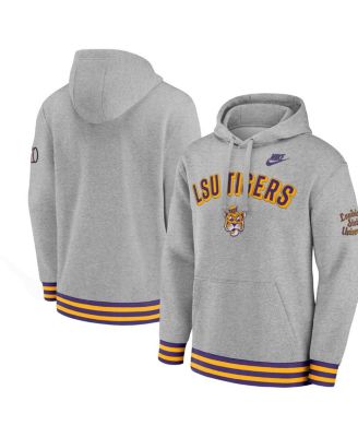 Nike - Men's Heather Gray LSU Tigers Legacy Retro Pullover Hoodie