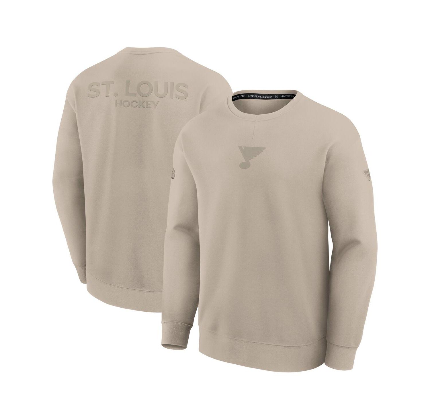 Men's Tan St. Louis Blues Authentic Pro Road Tri-Blend Sweatshirt