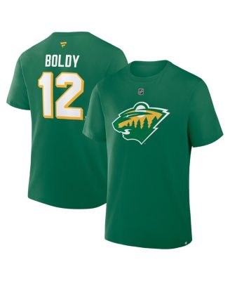 Fanatics - Men's Matthew Boldy Kelly Green Minnesota Wild Authentic Stack Name Number T-Shirt