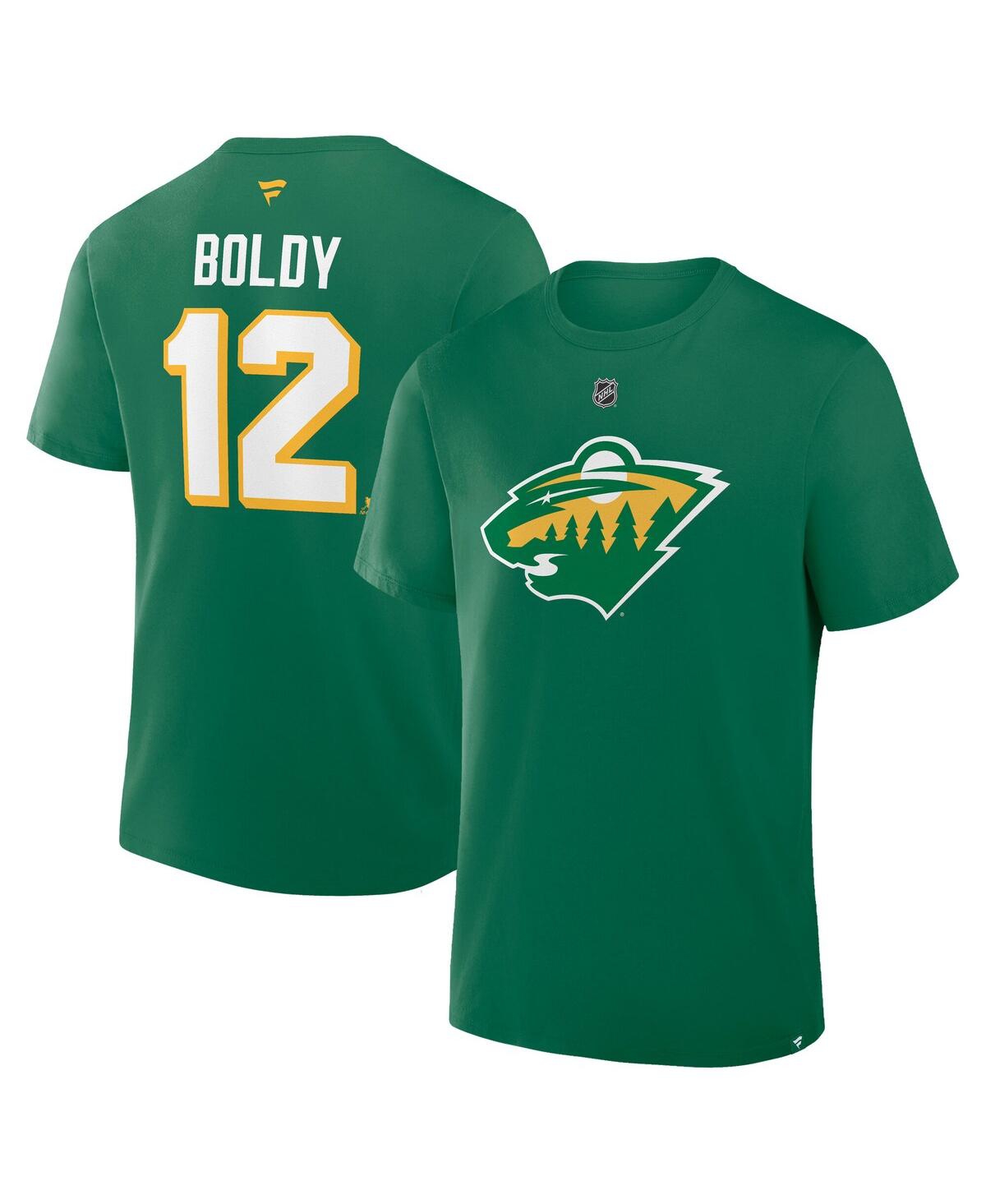 Fanatics Men's Matthew Boldy Kelly Green Minnesota Wild Authentic Stack Name Number T-shirt In Green
