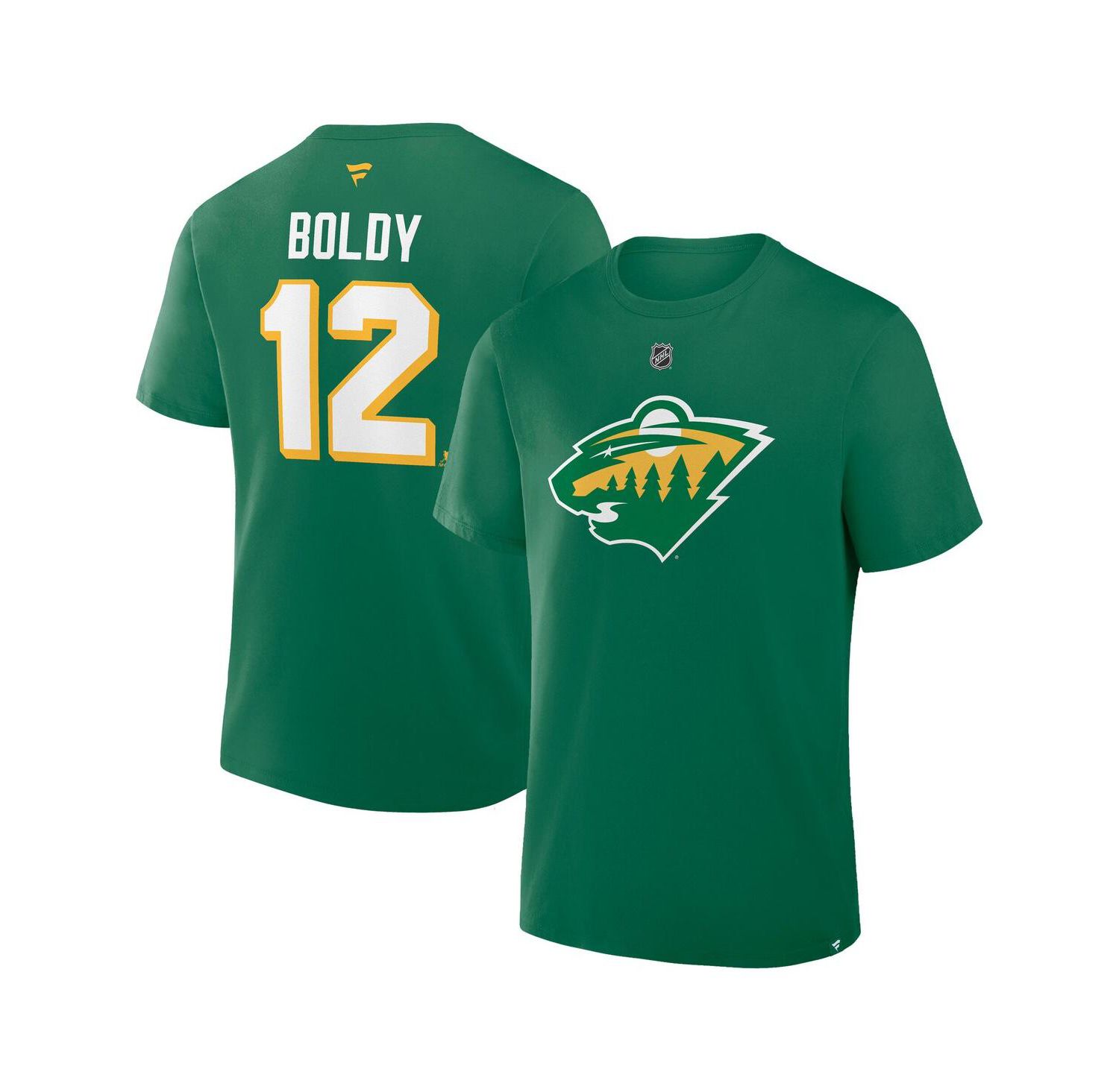 Men's Matthew Boldy Kelly Green Minnesota Wild Authentic Stack Name & Number T-Shirt