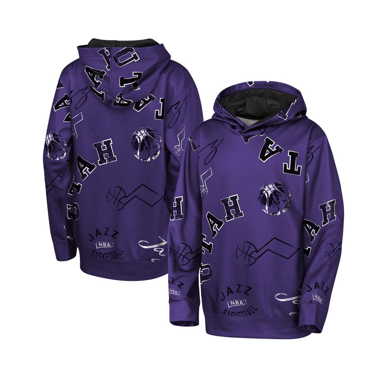 Big Boys and Girls Purple Utah Jazz Moving Violation Hoodie