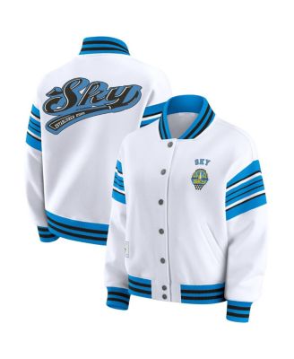 WEAR by Erin Andrews - Women's White/Sky Blue Chicago Sky Full-Snap Fleece Sweatshirt Jacket