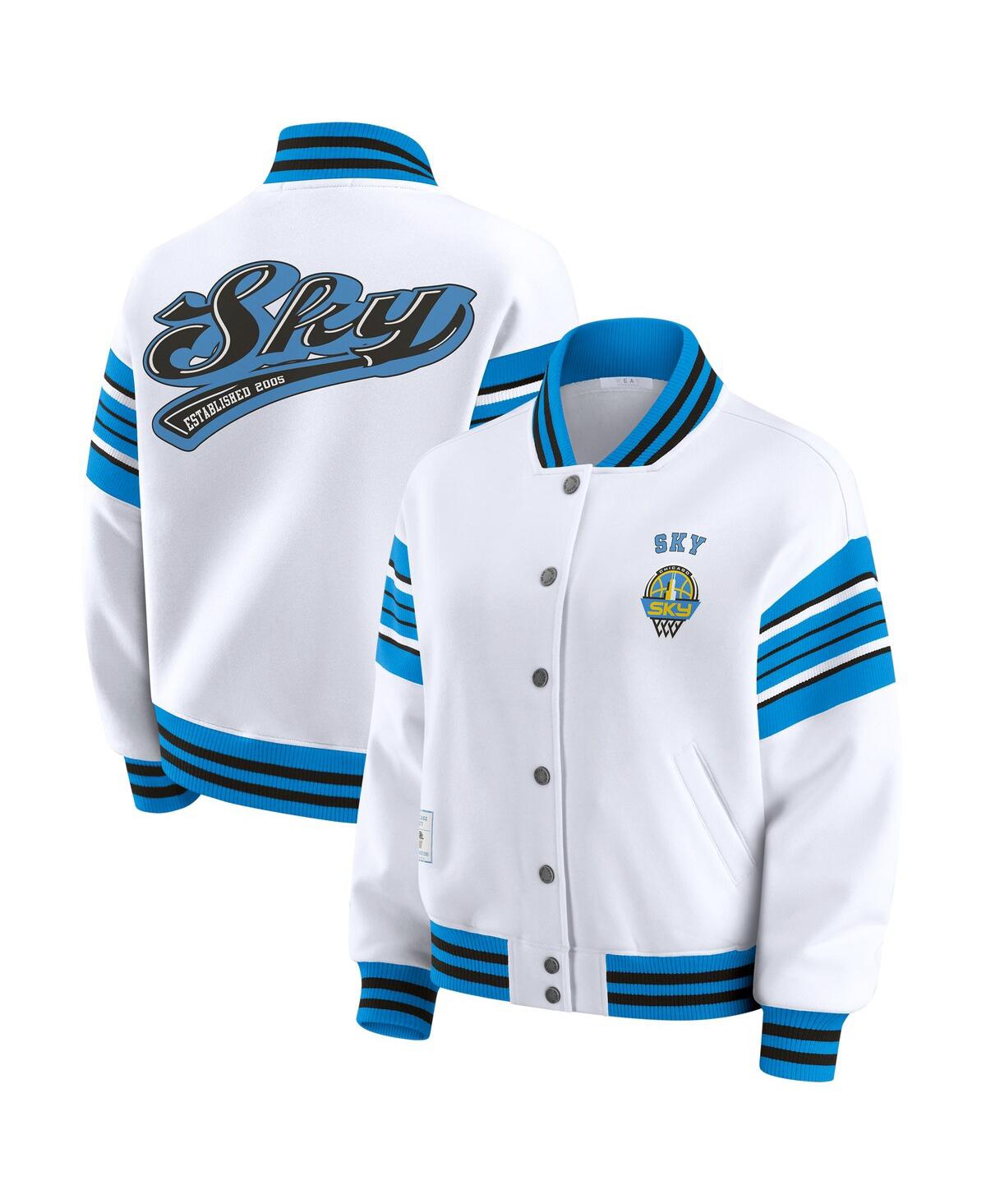 Wear By Erin Andrews Women's White/sky Blue Chicago Sky Full-snap Fleece Sweatshirt Jacket In Multi