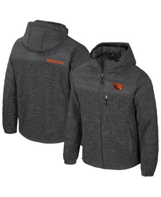 Colosseum - Men's Charcoal Oregon State Beavers Nightman Full-Zip Hoodie Puffer Jacket