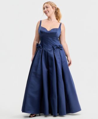 Macy's Exclusive Trendy Plus Size Satin Sweetheart-Neck Bow Gown
