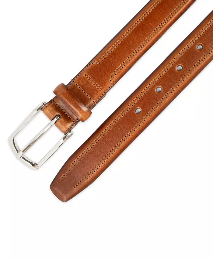 Men's Double Stitched Leather Dress Belt - thumbnail 9