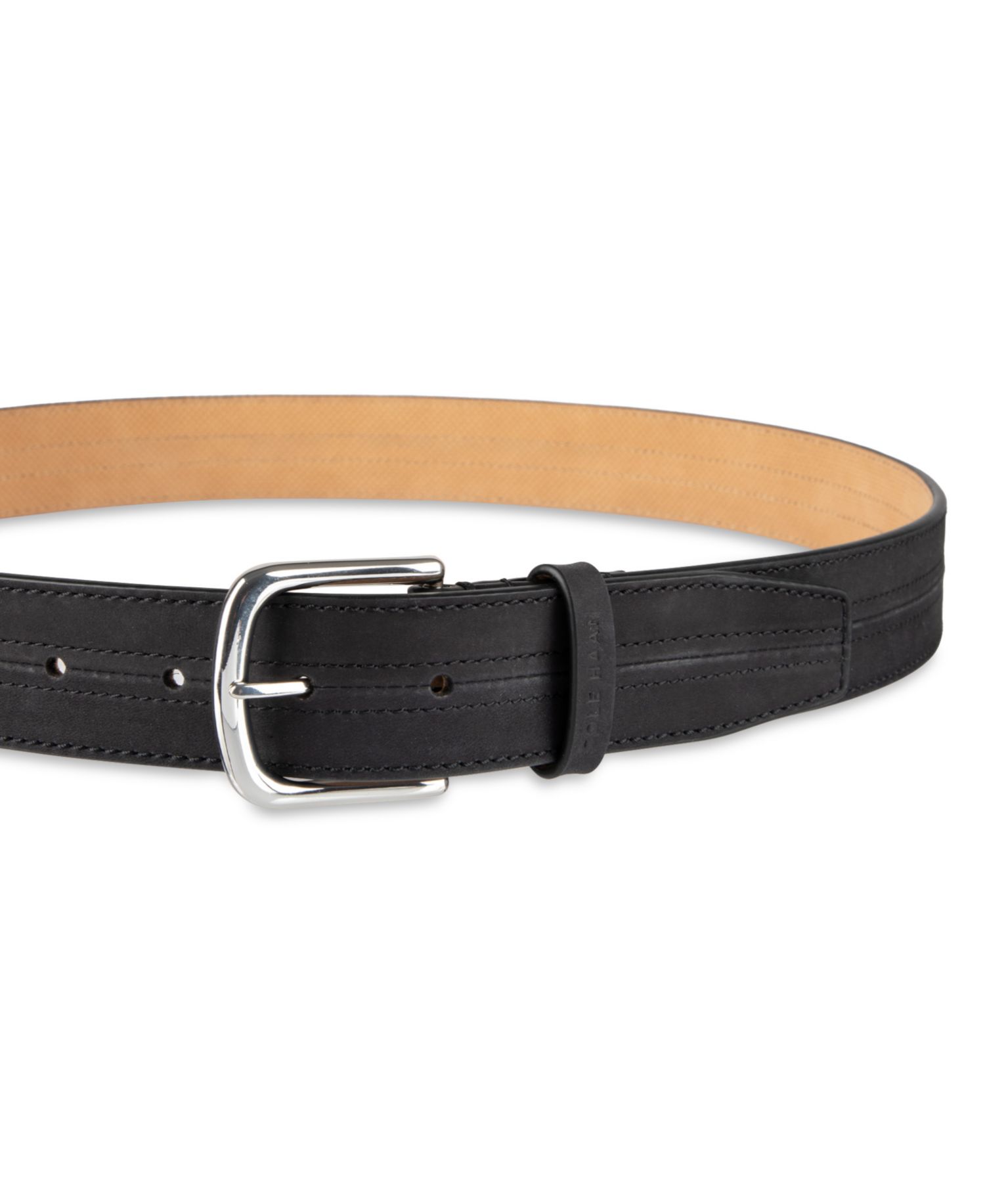 35MM Men's Seam-Stitched Leather Dress Belt