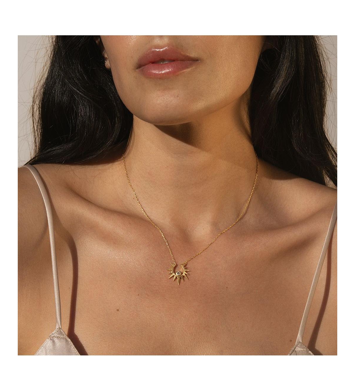 Satya Jewelry Unveiling Dreams White Topaz Starburst Necklace