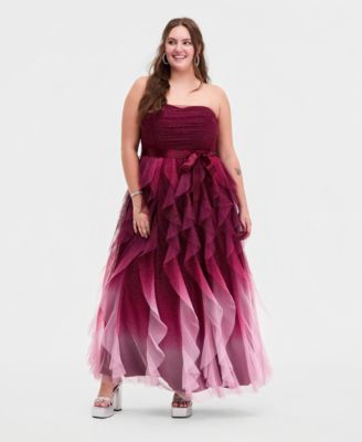 Trendy Plus Size Glitter Ombr&eacute; Petal-Skirt Ball Gown