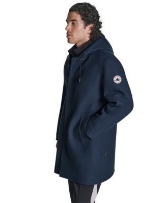 Men's Faux Wool Hooded Varsity Jacket