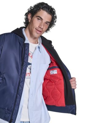 Men's Hooded Bib Varsity Bomber Jacket