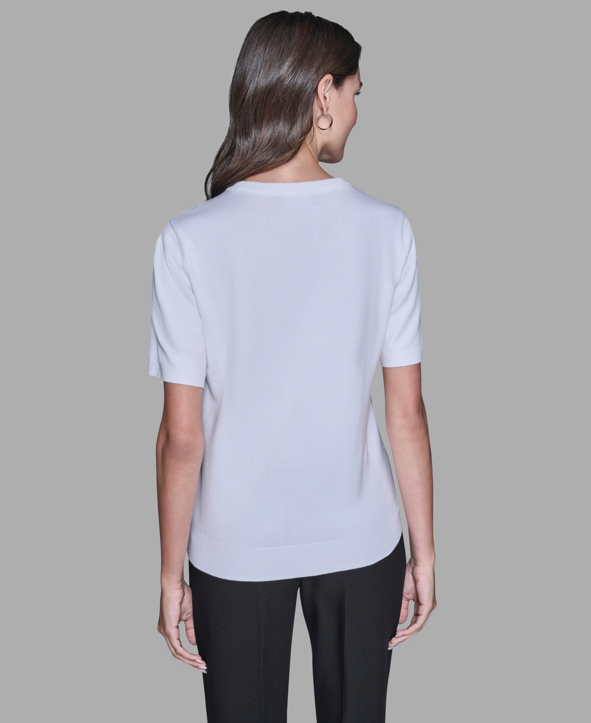 Karl Lagerfeld Women's Short-sleeve Printed Sweater In White