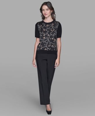 Women's Short-Sleeve Printed Sweater