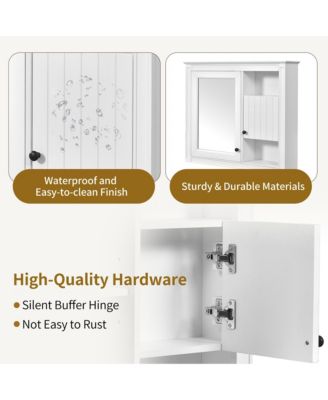 32 Inch Bathroom Wall Cabinet with Mirror Wall Mounted Medicine Cabinet with 3 Shelves Mirrored Door White