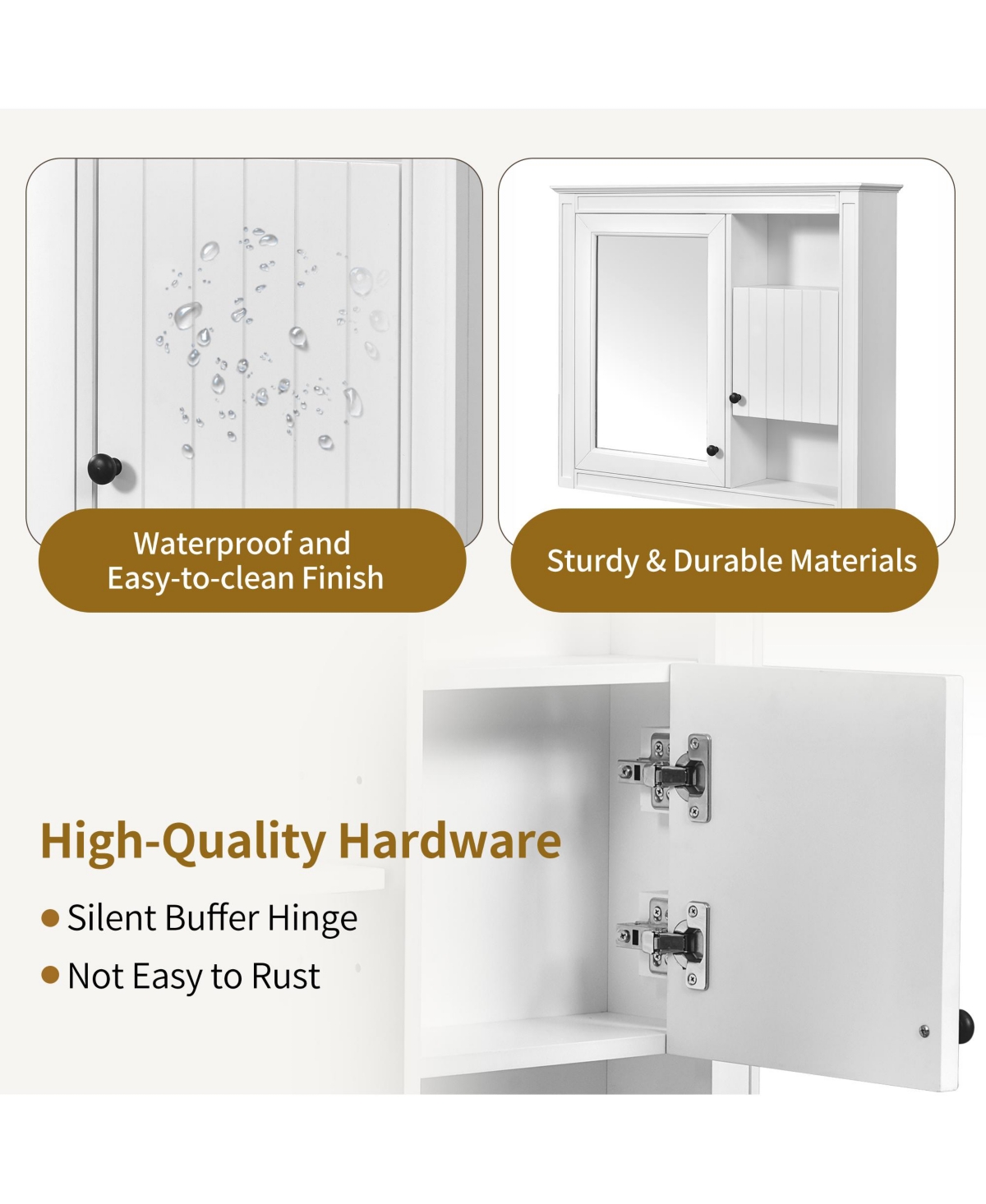 Airsurfer 32 Inch Bathroom Wall Cabinet with Mirror Wall Mounted Medicine Cabinet with 3 Shelves Mirrored Door White