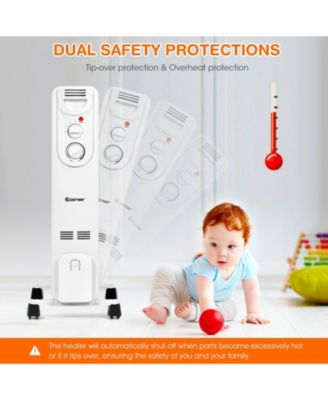 1500W Electric Space Heater with 3 Heat Settings and Safe Protection