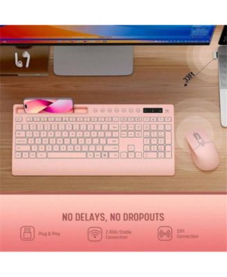 Wireless Keyboard and Mouse Combo - Full-Size Quiet Keyboard with Rest, Multimedia Keys, Power Switch, Compatible with OS, PC, Laptop