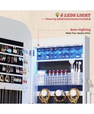 Hanging Round Mirror Jewelry Cabinet with Wall Mount Option